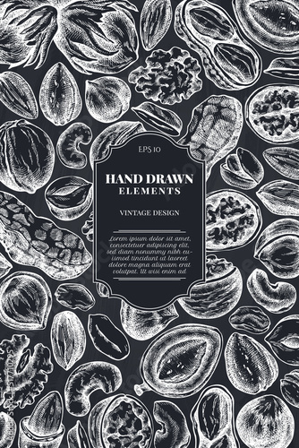 Card design with chalk cashew, peanut, pistachio, etc.