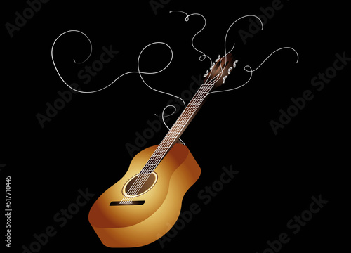 schöne 3D Akustikgitarre mit losen Gitarrensaiten photo