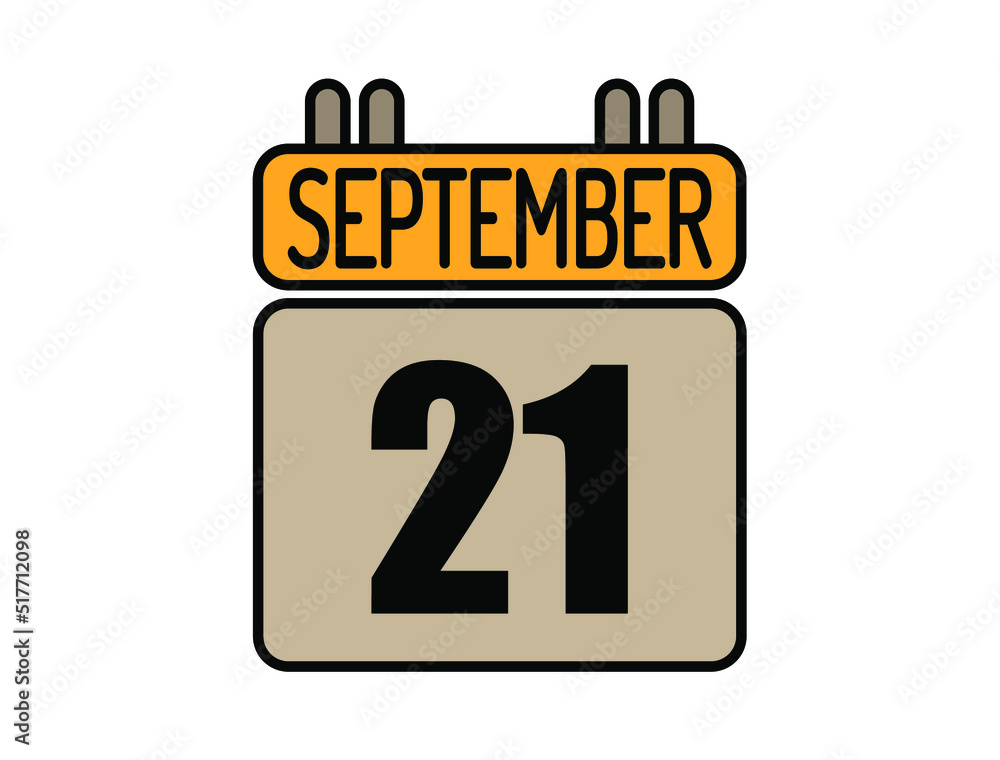 Day 21 September calendar icon. Calendar vector for September days isolated on white background. Day 21 September calendar icon. Calendar vector for September days isolated on white background.