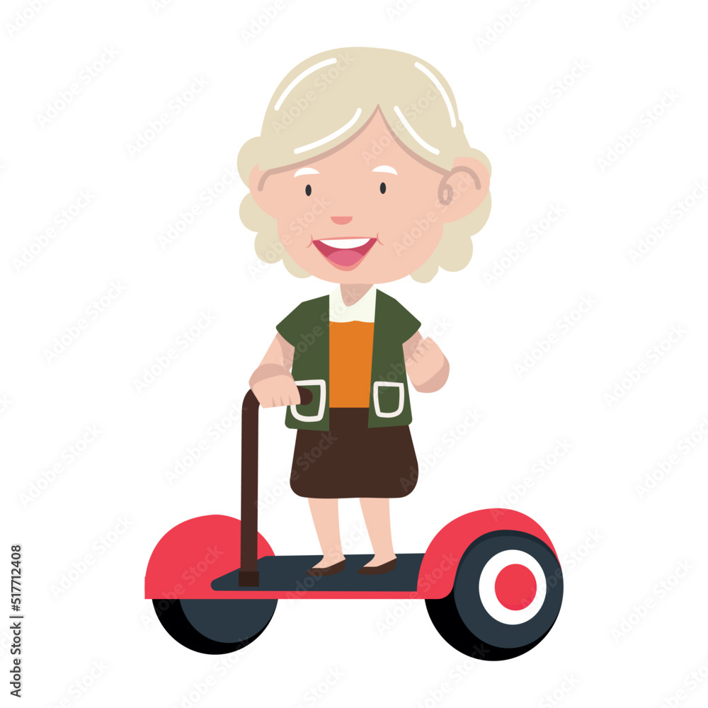 Old Woman On Hoverboard Vector Old Woman On Hoverboard Vector