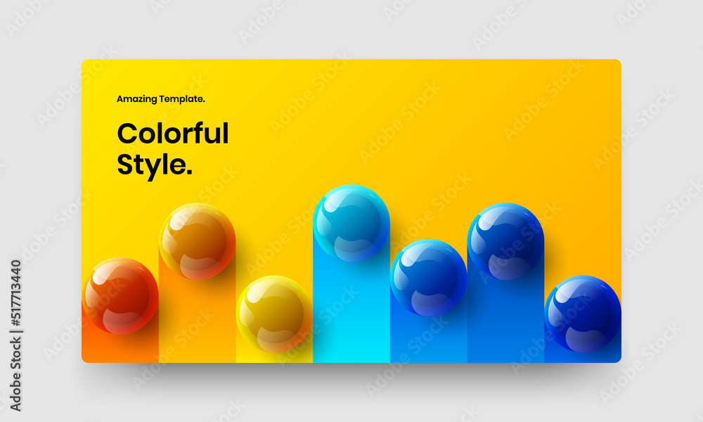 Clean 3D spheres booklet template. Geometric journal cover design vector layout.