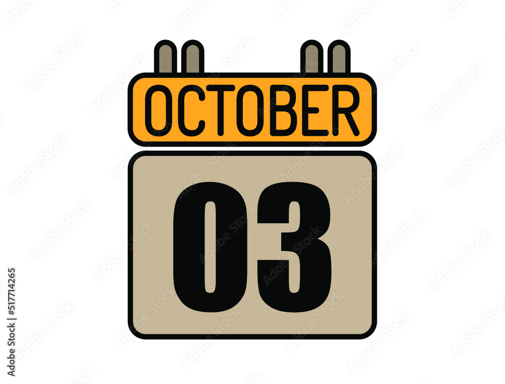 Day 3 October calendar icon. Calendar vector for October days isolated on white background. Day 3 October calendar icon. Calendar vector for October days isolated on white background.