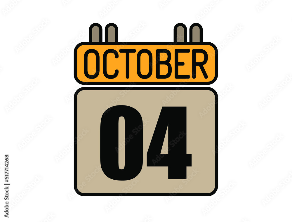 Day 4 October calendar icon. Calendar vector for October days isolated on white background. Day 4 October calendar icon. Calendar vector for October days isolated on white background.