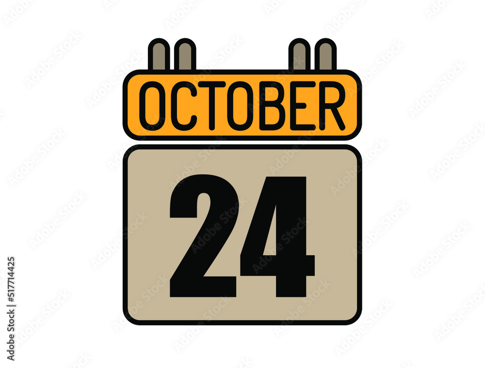 Day 24 October calendar icon. Calendar vector for October days isolated on white background. Day 24 October calendar icon. Calendar vector for October days isolated on white background.