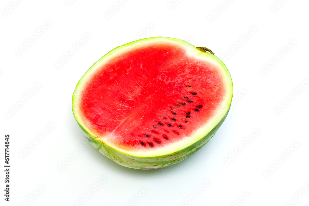 half of a sweet, juicy watermelon on a white background half of a sweet, juicy watermelon on a white background