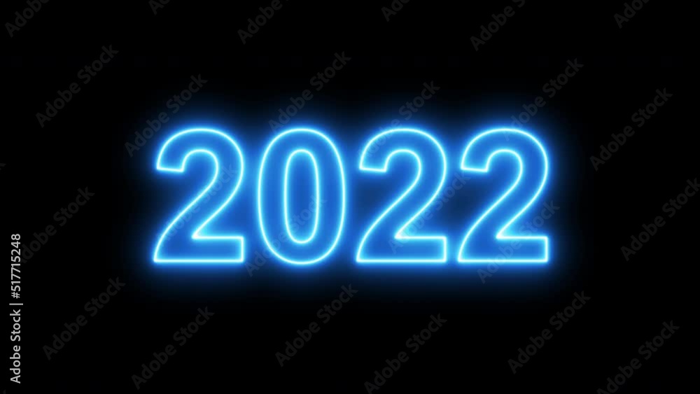 video animation, abstract neon light with the numbers, represents the new year.