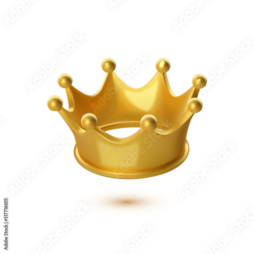 3D gold crown. Royal majesty symbol.