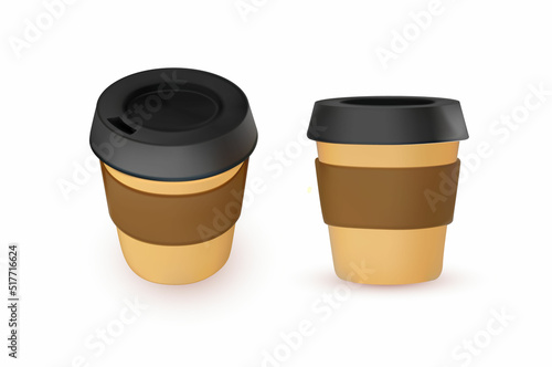 Coffee cup 3D set.