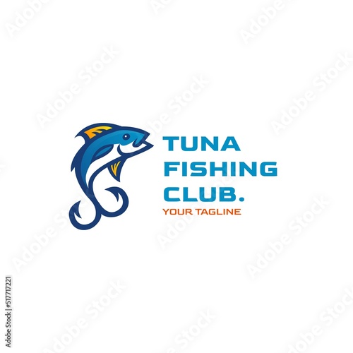 Tuna fishing emblem logo design