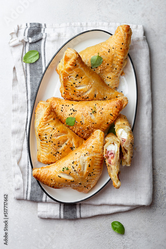 puff pastry pies with cheese and ham