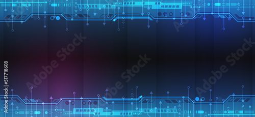 Wide Cyber security internet and networking concept. Hi-tech vector illustration with various technology elements. Abstract global sci fi concept. Digital internet communication on blue background.