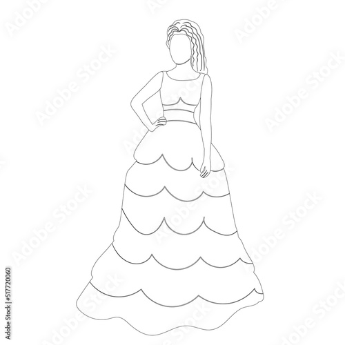 princess outline sketch on white background isolated  vector