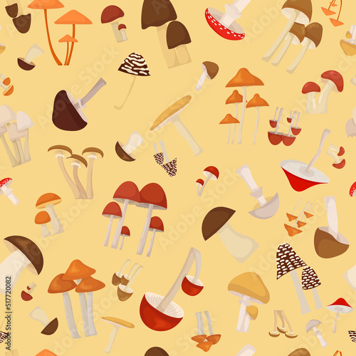 mushroom seamless background with mushrooms