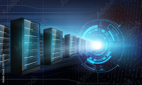 Server data center and information storage. Cloud computing