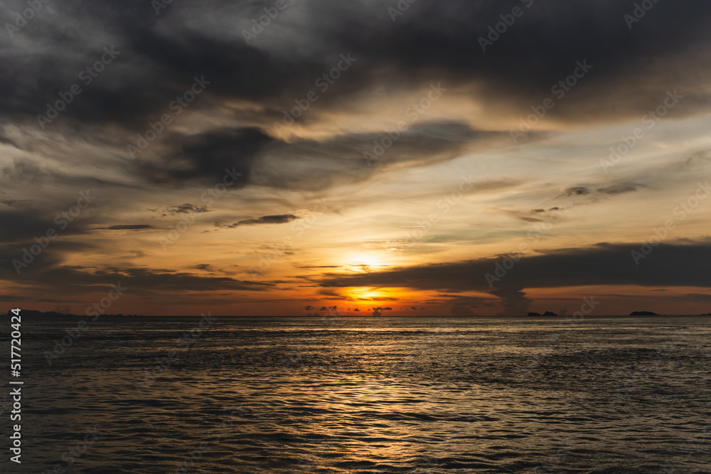 Beautiful natural sunset scene over the ocean.