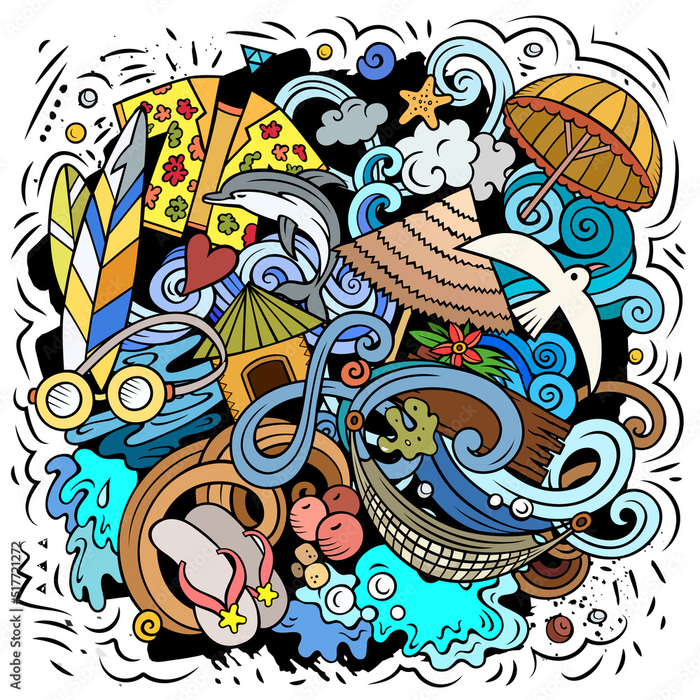 Summer Beach cartoon vector illustration