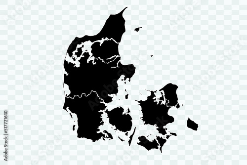 Denmark Map black Color on White Background quality files Png