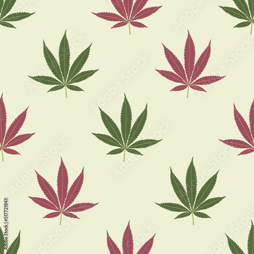 Seamless marijuana background with geometric leaves pattern
