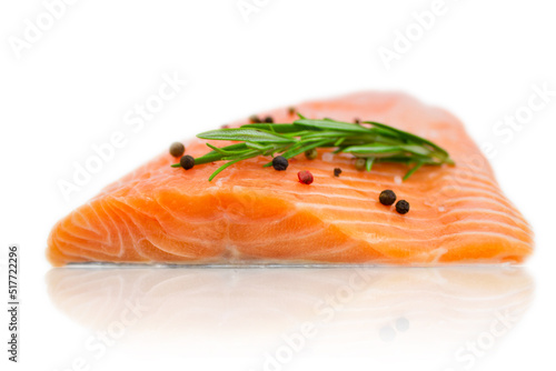 Salmon fillet isolated on a white background. Fish fillet.