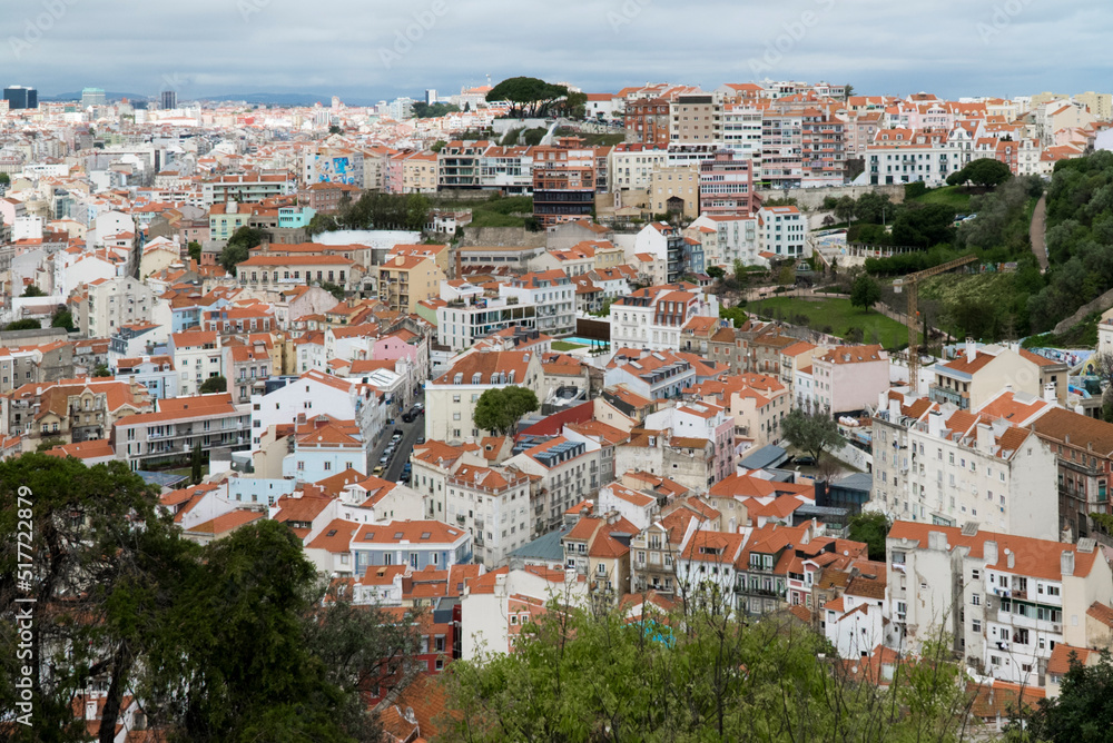 Lisboa, Portugal. April 9, 2022: Panoramic and urban landscape of neighborhoods in the city. 