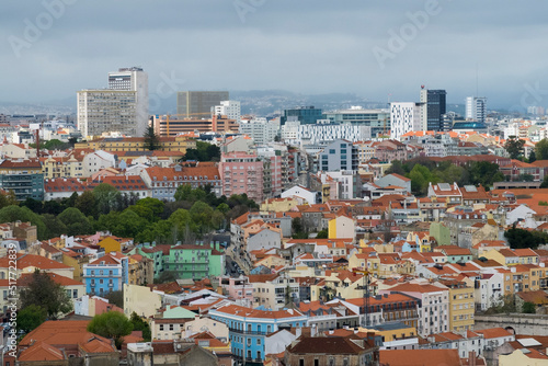 Lisboa  Portugal. April 9  2022  Panoramic and urban landscape of neighborhoods in the city. 