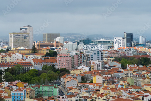 Lisboa, Portugal. April 9, 2022: Panoramic and urban landscape of neighborhoods in the city. 