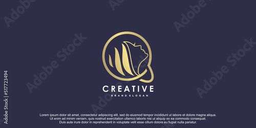 beauty logo design with letter Q concept premium vector