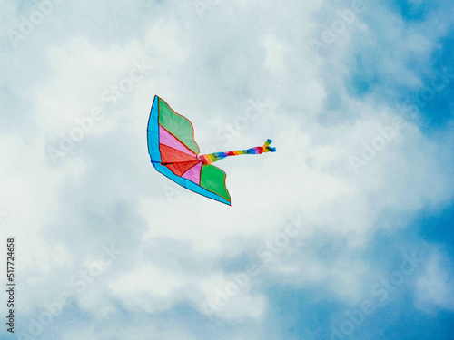 summer sun sky clouds flying kite