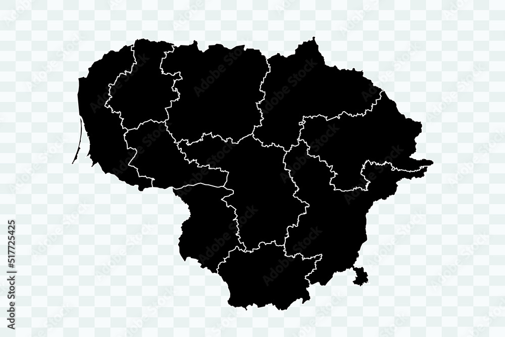 Lithuania Map black Color on White Background quality files Png