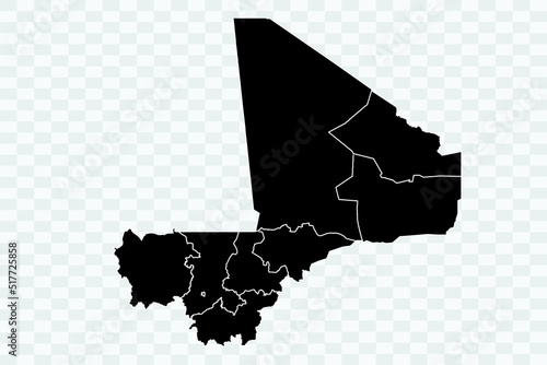 Mali Map black Color on White Background quality files Png