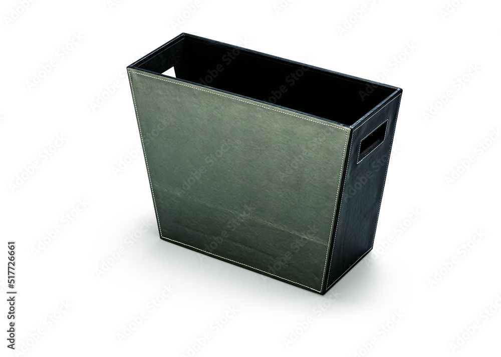 Modern black leather empty magazine holder, isolated on white Modern black leather empty magazine holder, isolated on white