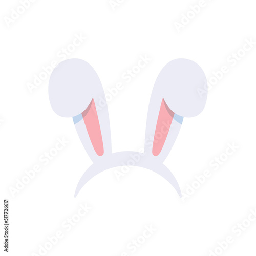 Headband with cute bent rabbit ears flat style, vector illustration