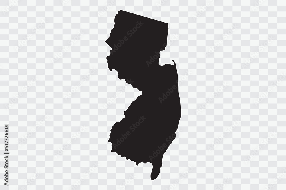 NEW JERSEY Map black Color on White Background quality files Png