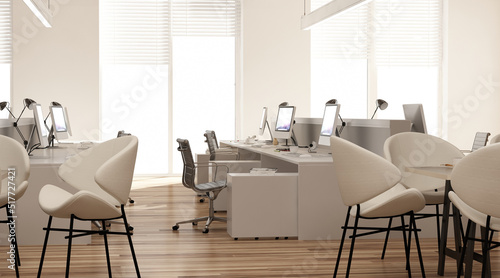 Modern office interior. 3D render