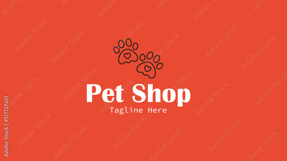 Pet Logo Design Template with paws