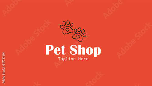 Pet Logo Design Template with paws