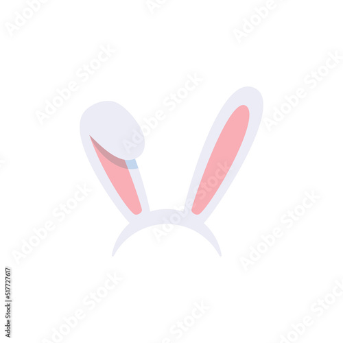 Easter bunny or rabbit ears on headband or cap, vector illustration isolated.