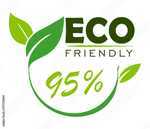 Eco friendly stamp icons Vector illustration with Green organic plant leaf. Eco friendly green leaf label sticker. 2d vector illustration.