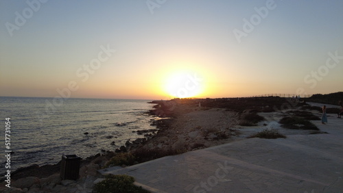 sunset in paphos in cyprus