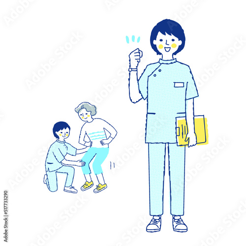 理学療法士とリハビリをする患者