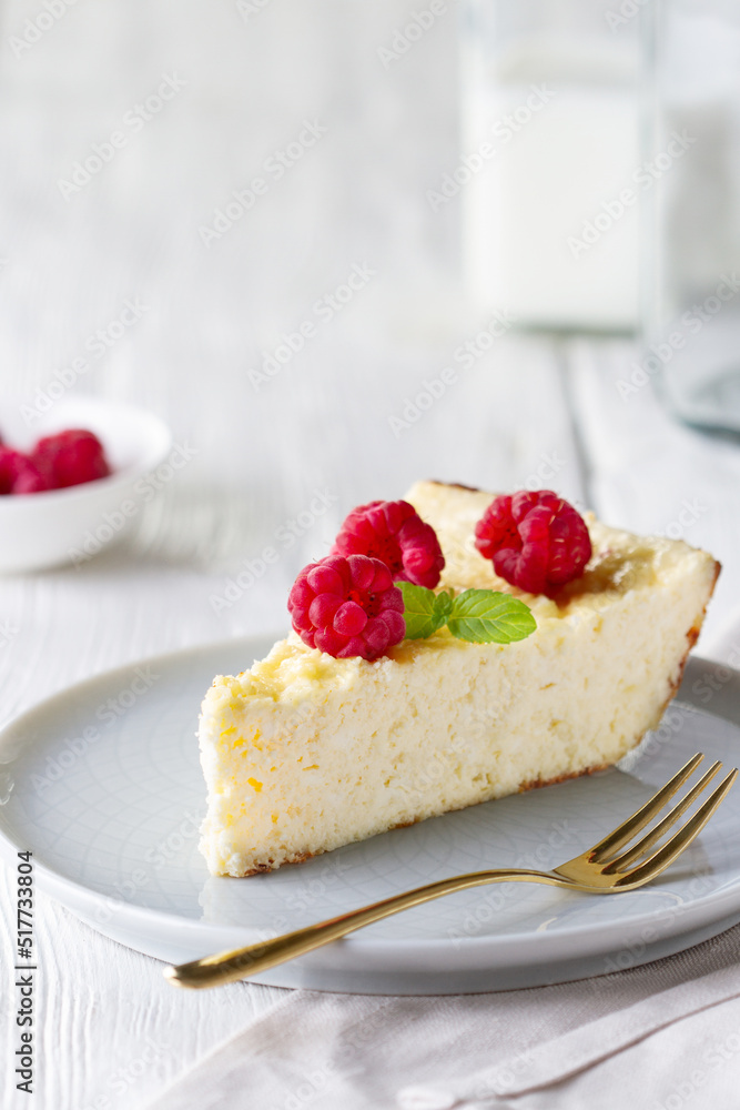 Piece of cheesecake with berries, copy space Piece of cheesecake with berries, copy space