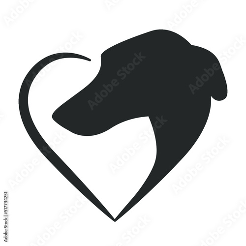 Greyhound Illustration Clip Art Design Shape. Pet Love Silhouette Icon Vector.