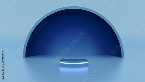 Fototapeta Naklejka Na Ścianę i Meble -  Abstract blue podium geometric shape background, modern minimalist stand for product. 3d rendering