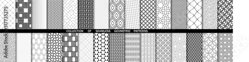 Set of vector seamless geometric patterns for your designs and backgrounds. Geometric abstract ornament. Modern black and white ornaments with repeating elements