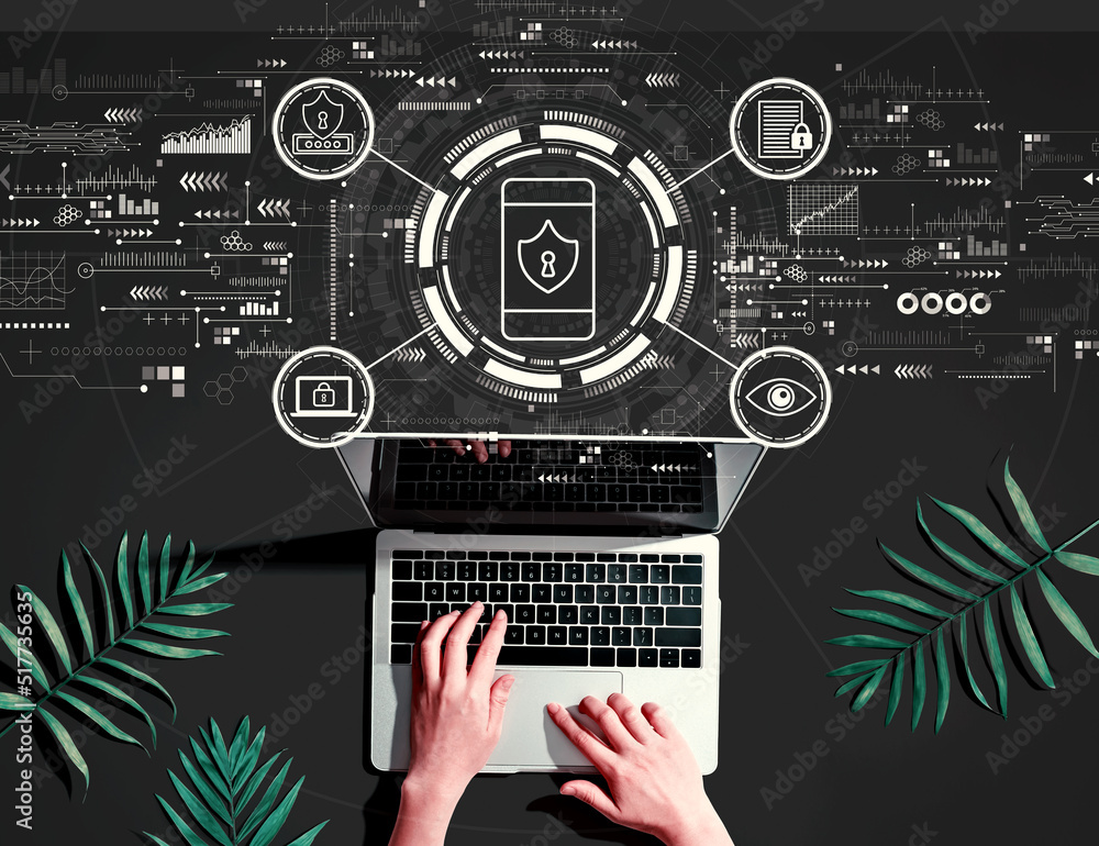 Data Privacy concept with person using a laptop Stock Photo | Adobe Stock