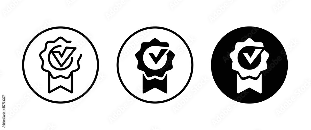 Approved or certified medal icon in a flat design. Rosette icon. Award vector, sign, symbol, logo, illustration, editable stroke, flat design style isolated on white linear Approved or certified medal icon in a flat design. Rosette icon. Award vector, sign, symbol, logo, illustration, editable stroke, flat design style isolated on white linear