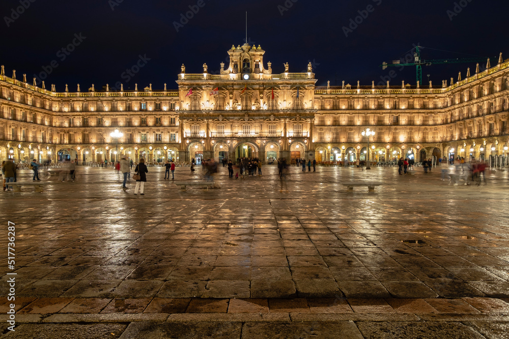 plaza mayor, construida en el año 1729 al 1756,  estilo barroco, Salamanca,  comunidad autónoma de Castilla y León, Spain