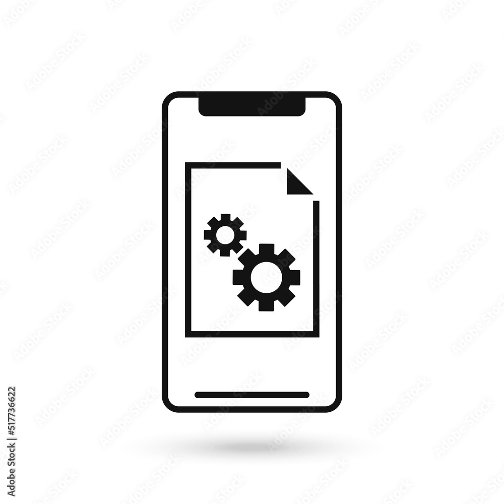 Mobile phone flat design with system file sign. Mobile phone flat design with system file sign.
