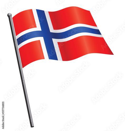 norwegian flag waving on flagpole
