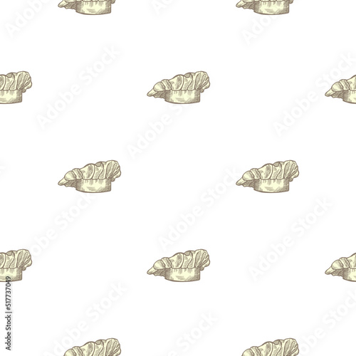 High chef hat engraved seamless pattern. Kitchen traditional element for cook in hand drawn style.